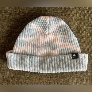 White and Light Blue Beanie